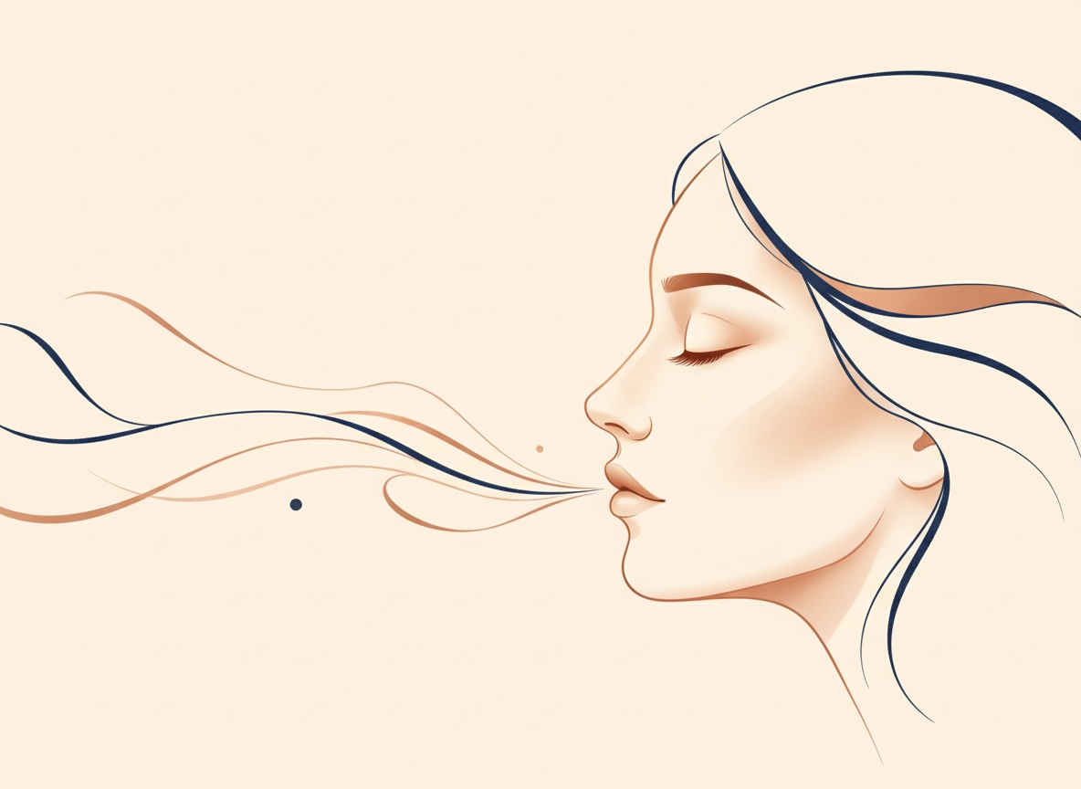 A calm profile breathing through the nose